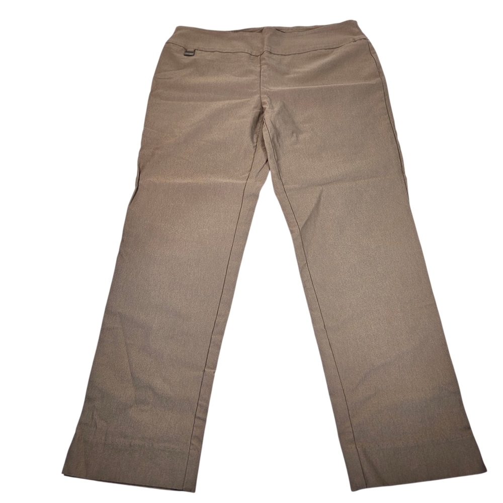 LISETTE Slim Straight Leg Pants in Taupe Beige